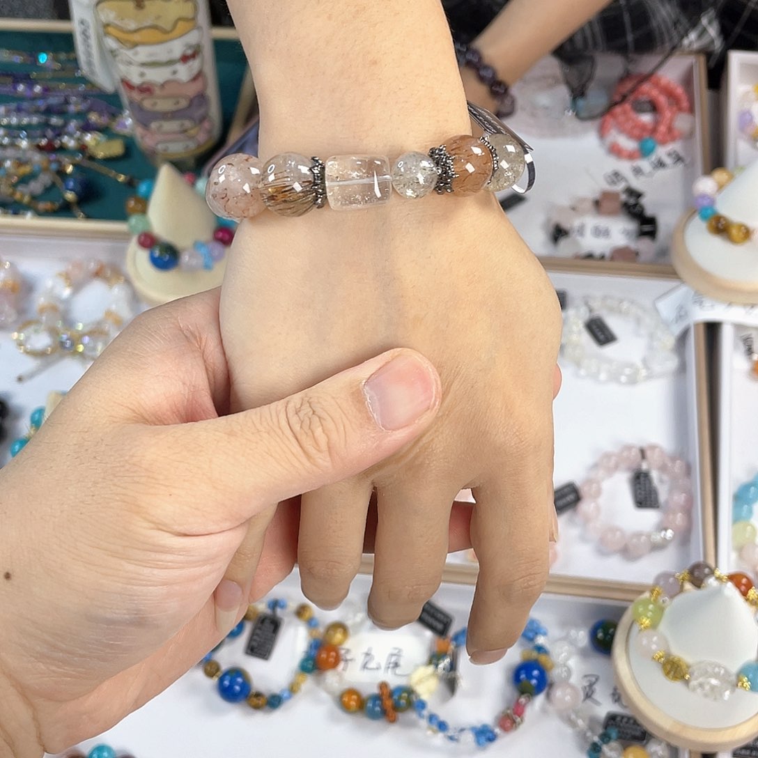 水晶手链银S925镀金镶嵌