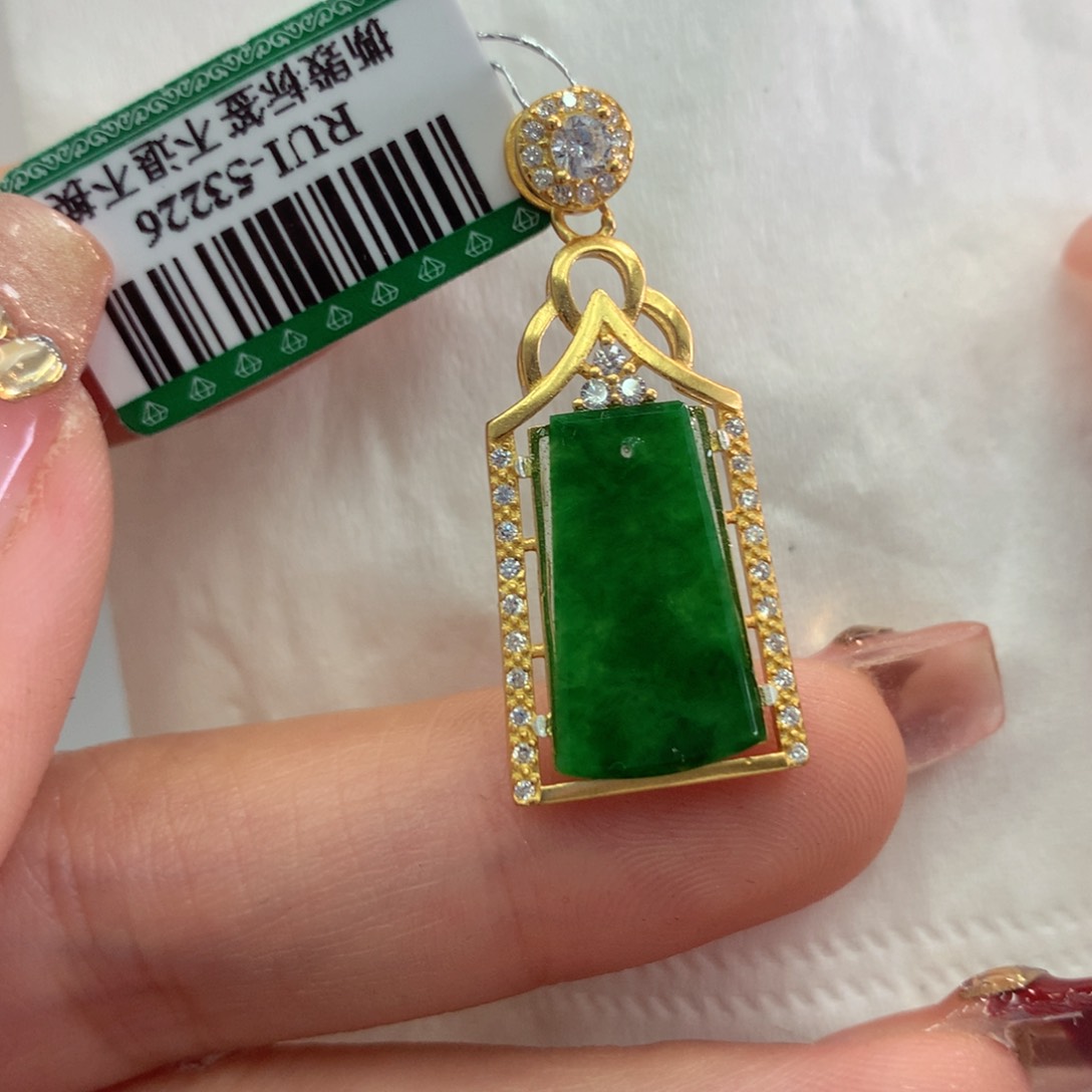 翡翠吊坠(不含链)银S925镶嵌