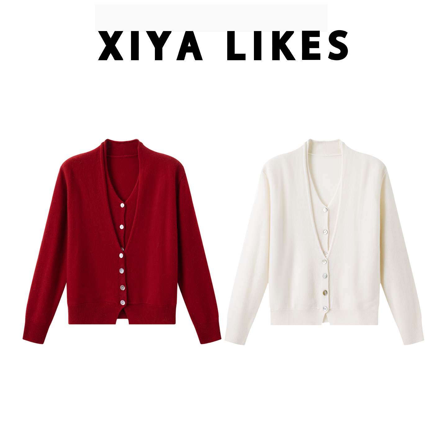 XIYA LIKES【佳人如梦】26年早春新品羊毛假两件V领开衫xyH512054