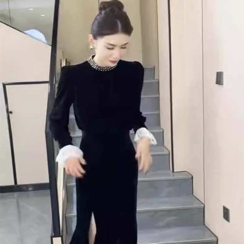 【时光小铺】高级感名媛女装2025年秋冬新款优雅连衣裙QY0222