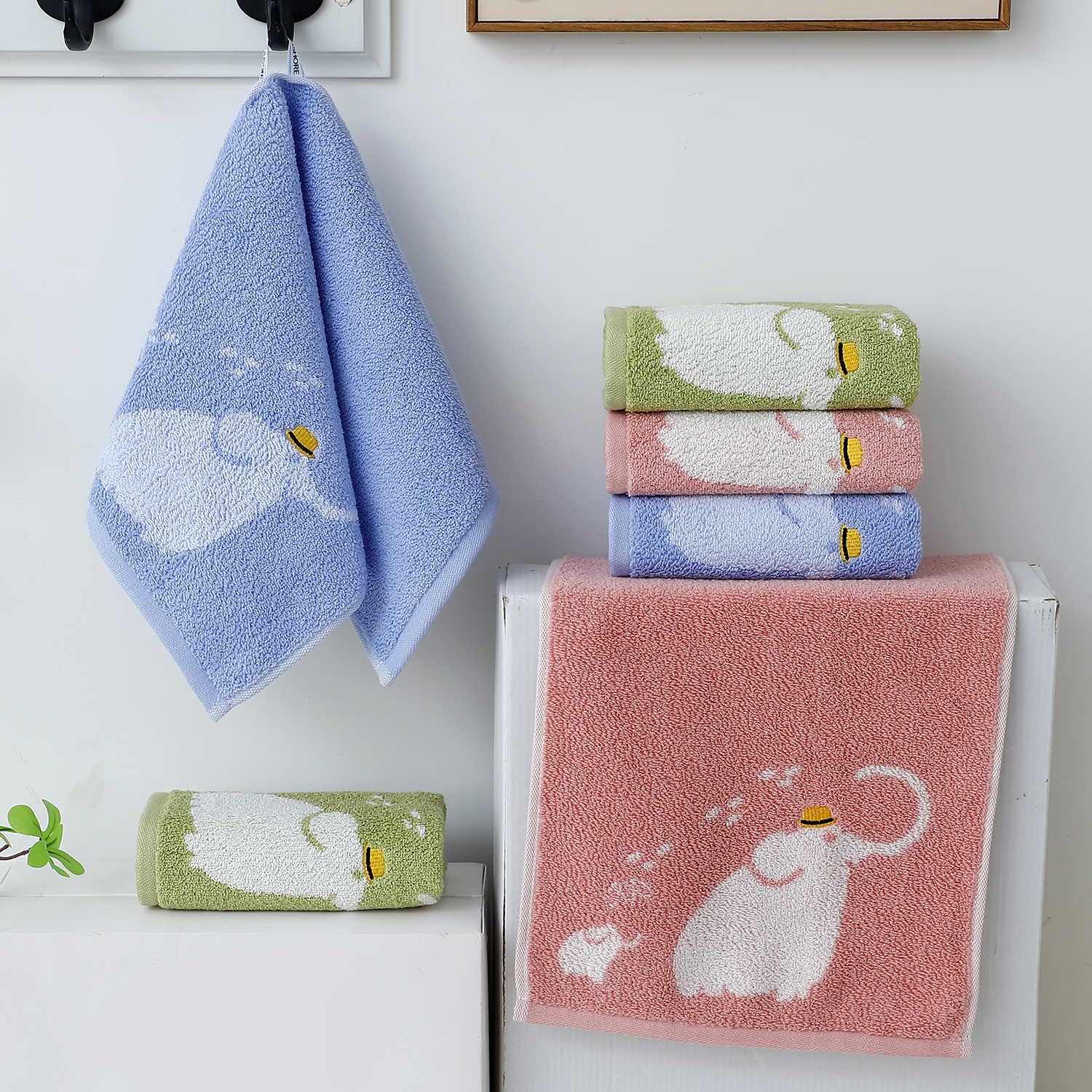 【防臭儿童巾】金号抗菌100%新疆棉童巾毛巾挂绳柔软吸水不掉毛速干