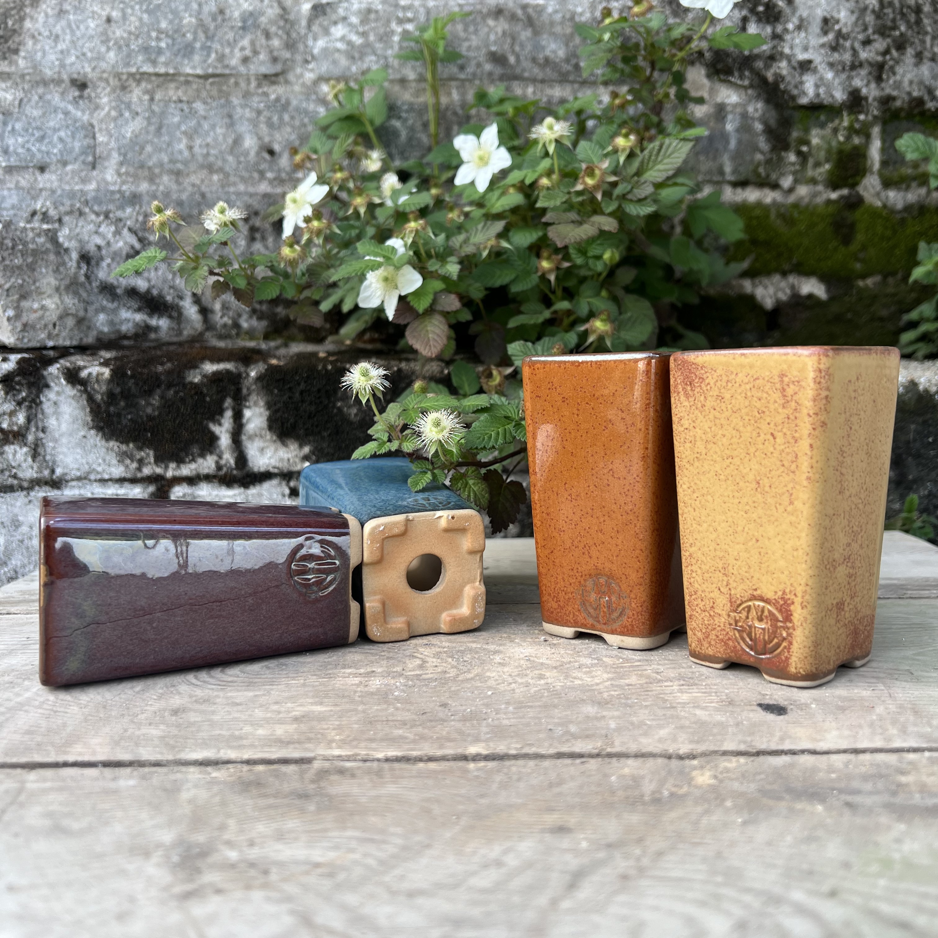 5号-高四方签桶釉盆 外径5.3*5.3*9.8 高温窑变盆景花盆