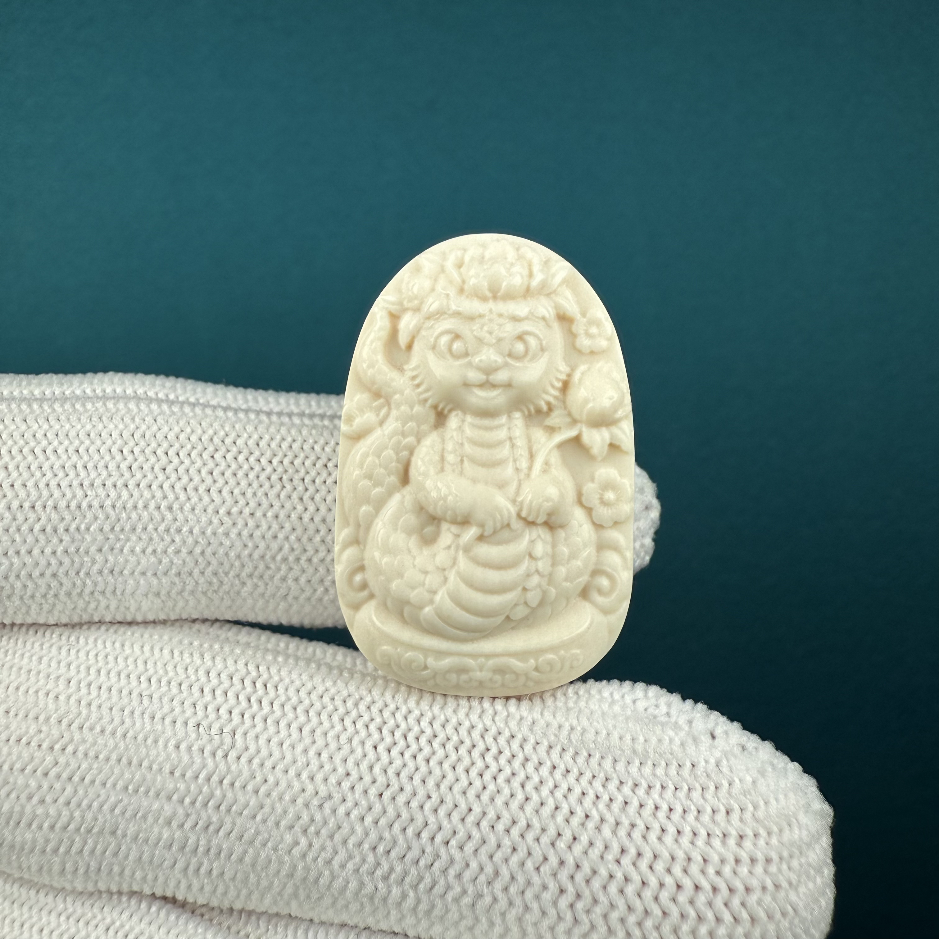 H40-58天然猛犸牙 雕刻牌19*29.6*9mm支持鉴定假一罚十