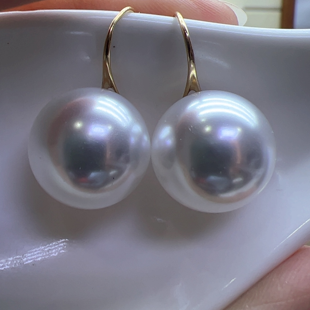 淡水珍珠耳饰18K金镶嵌