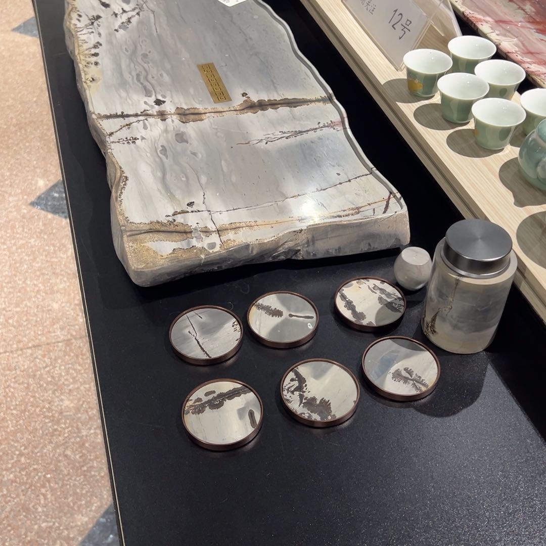 ?*笙天然国画石茶具套装
