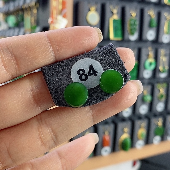 和田玉耳饰18K金镶嵌