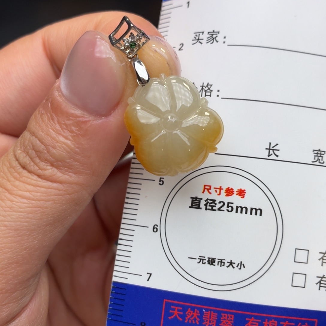 翡翠未镶嵌颈饰荷叶