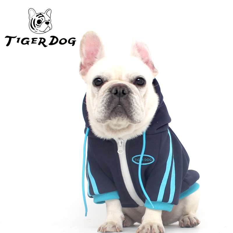 Tigerdog秋冬加绒加厚保暖运动休闲连帽卫衣胖狗犬猫法斗宠物衣服