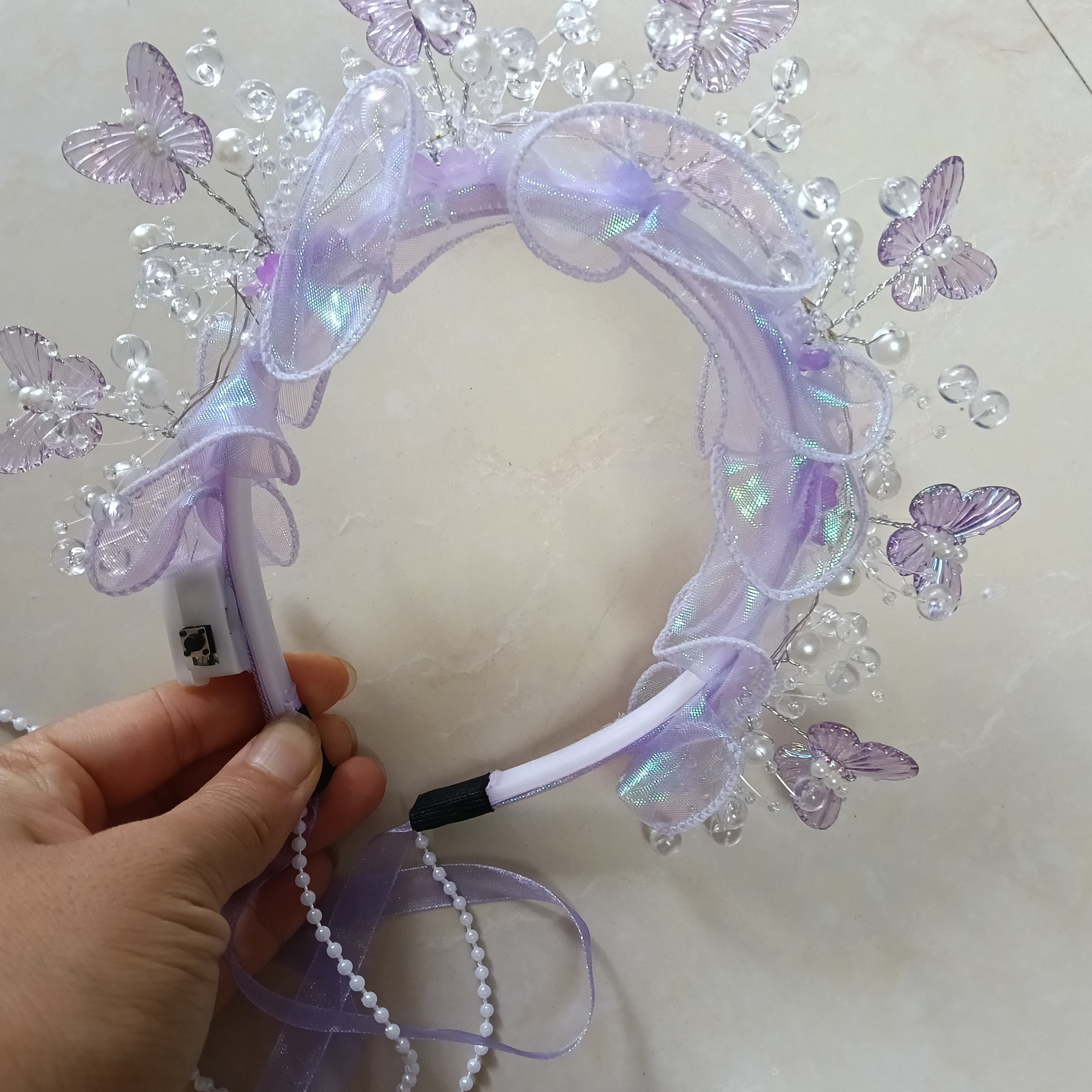 小轻奢版簪花仙子蝴蝶兰真手感发箍精美成品