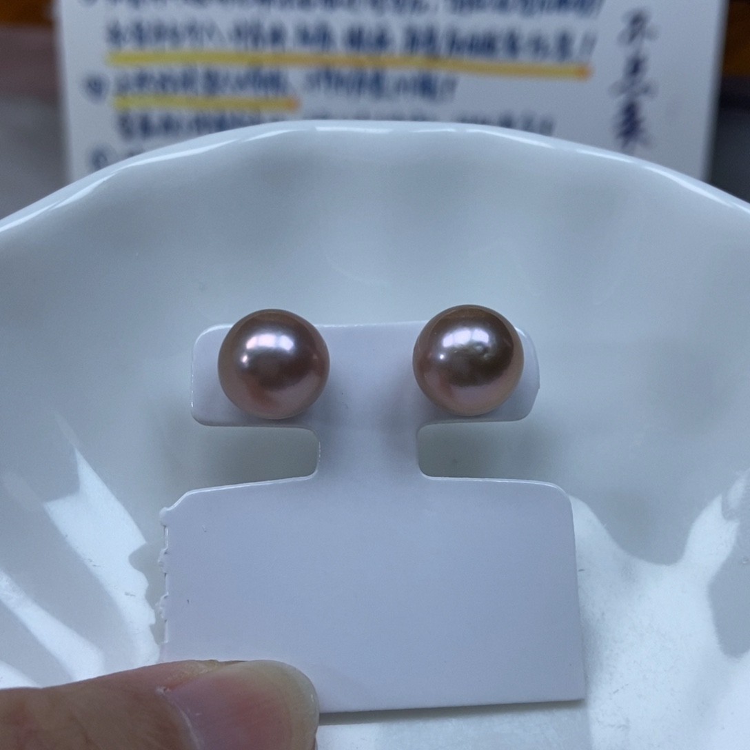 淡水珍珠耳钉银S925镶嵌福利081