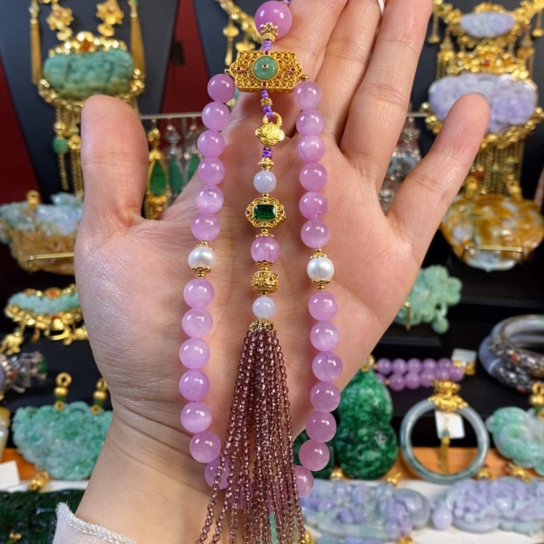 翡翠手链未镶嵌紫锂辉手持 炸价