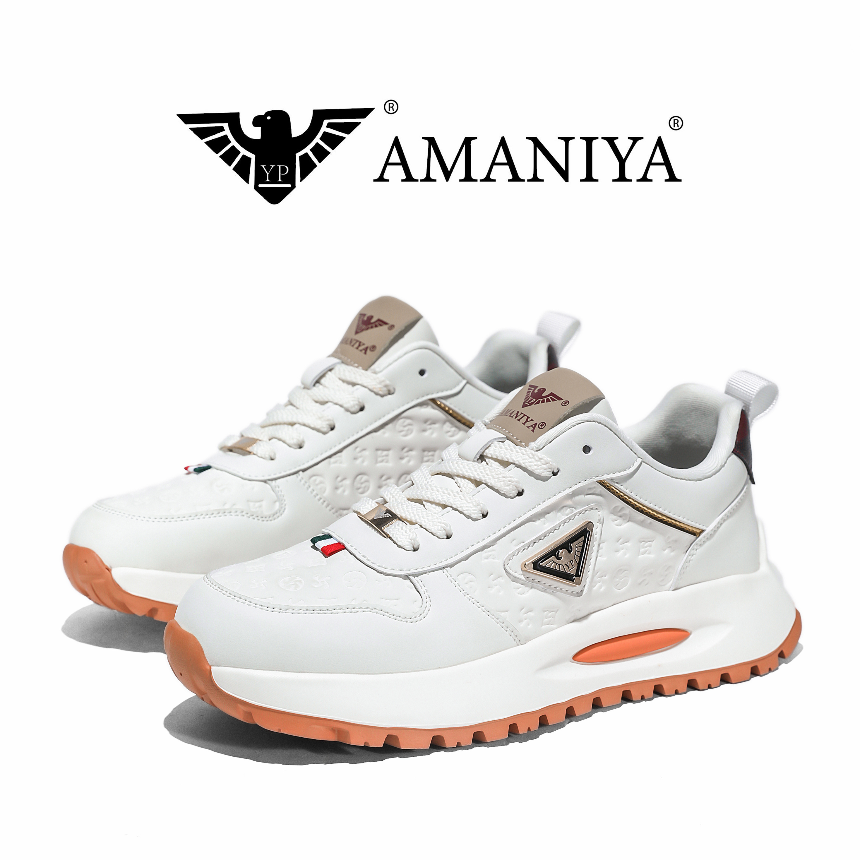 AMANIYA鞋子男款秋冬季时尚百搭休闲运动鞋轻便厚底防滑轻奢鞋子