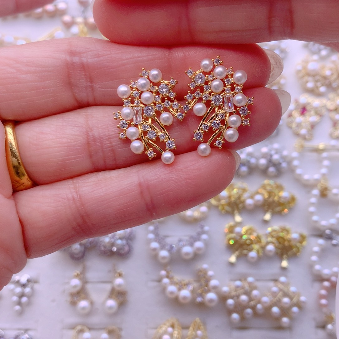 耳饰合金淡水珍珠