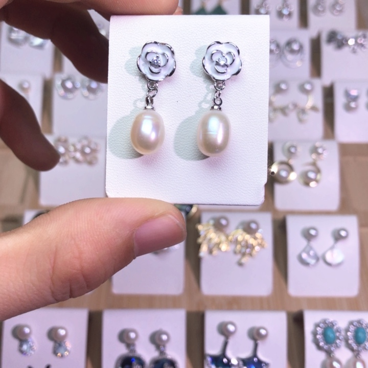 淡水珍珠耳饰银S925镶嵌