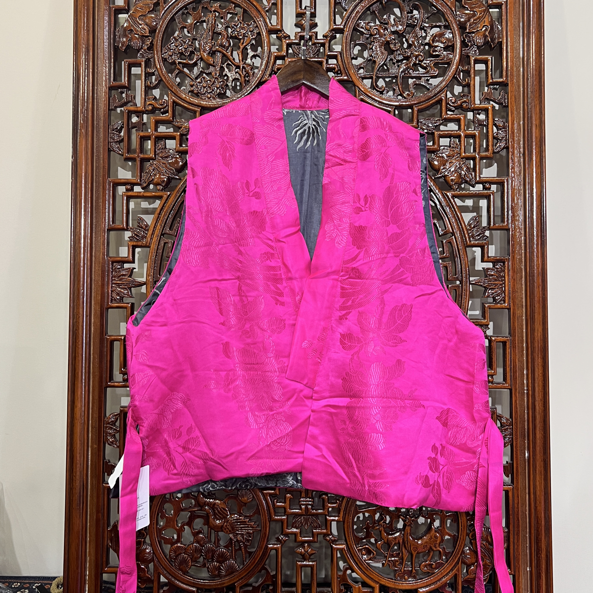 冬款软缎飘带棉马甲