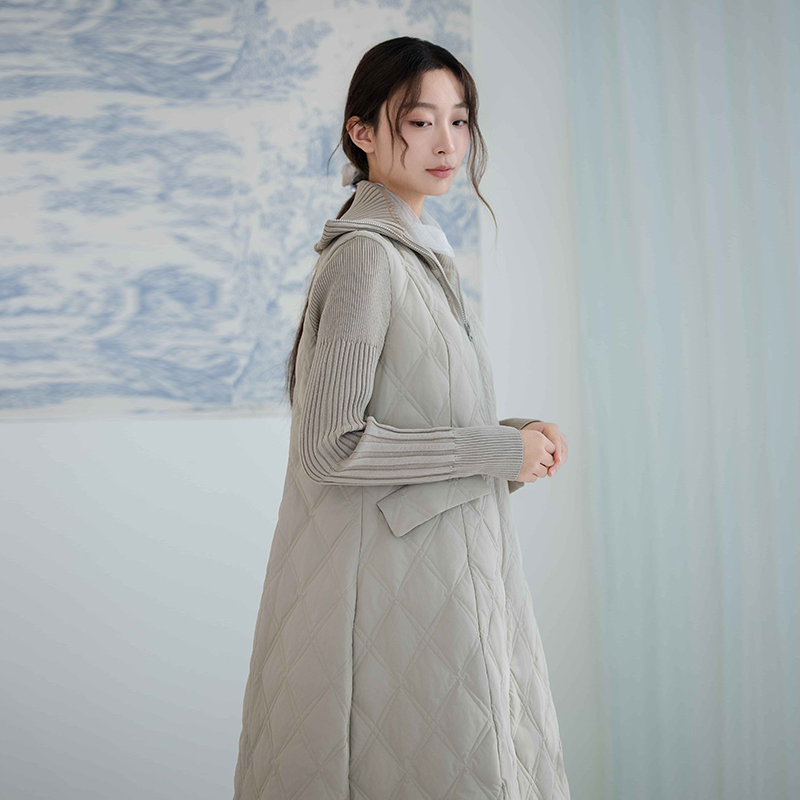 READMEB11409405顺身A摆拼接长款羽绒冬季羽绒显瘦保暖时尚女士