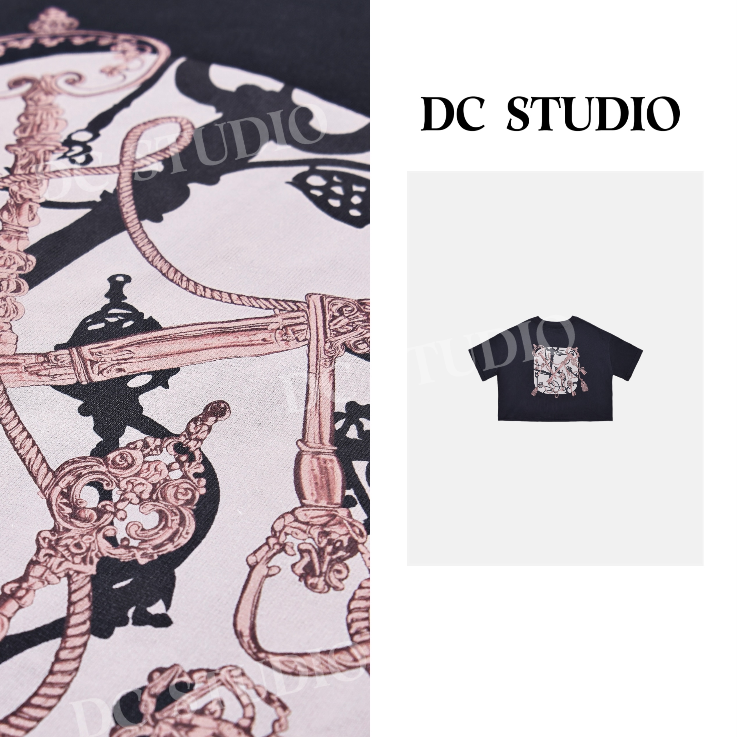 Syan【夜莺】2025夏新款时尚印花休闲宽松气质显瘦圆领T恤