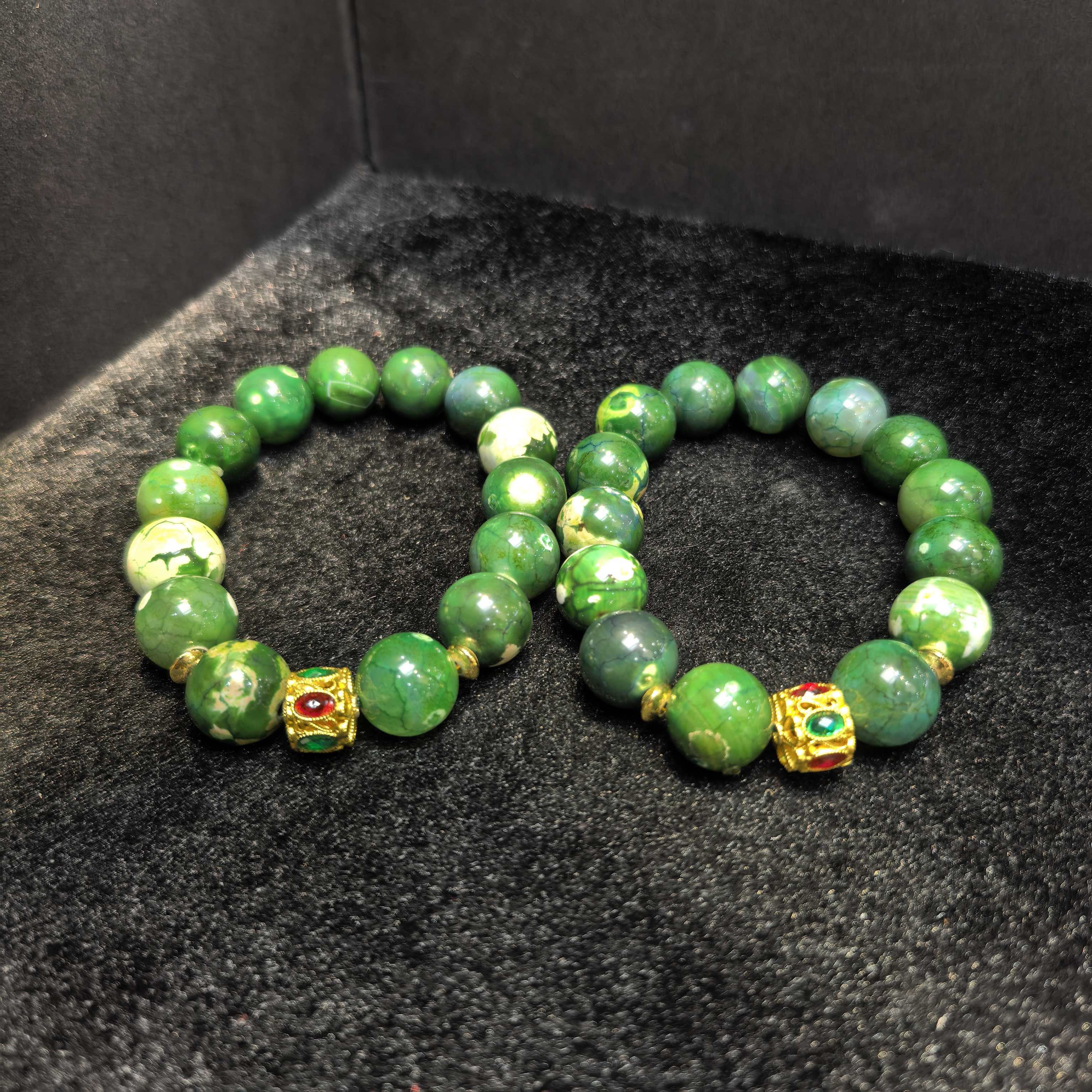 江德洋珠宝S8197龙纹青花灵碧玛瑙绿手串-多样性发货只发一件
