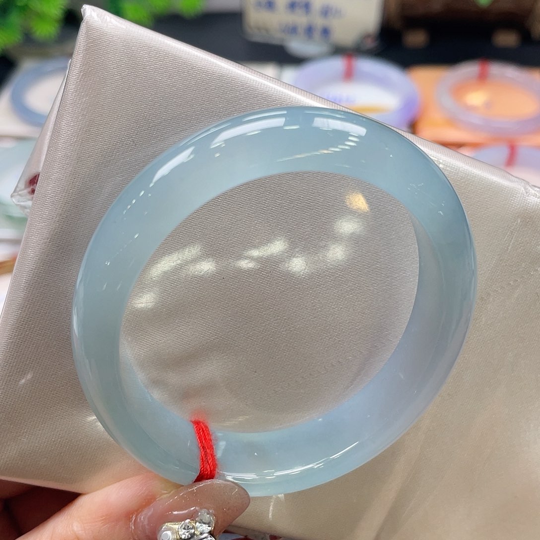 未镶嵌手镯翡翠22号治愈蓝贵妃54.5圈
