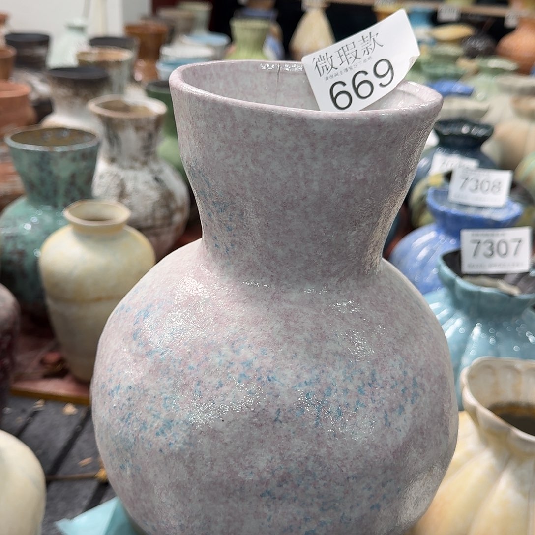陶摆件景德镇高温花瓶编码669高29口10默认无孔