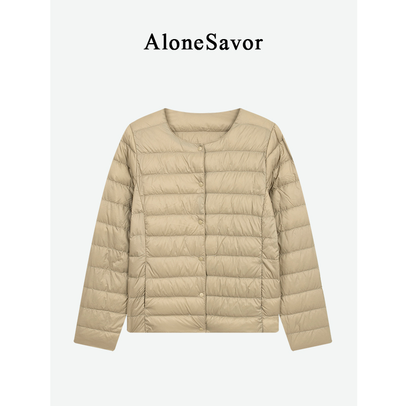 【ALONE SAVOR】龍喜儿 气质圆领短款排骨羽绒服保暖内胆百搭V732
