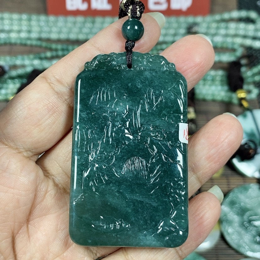 【闪购商品】翡翠颈饰未镶嵌玉吊坠翡翠玉双面山水牌
