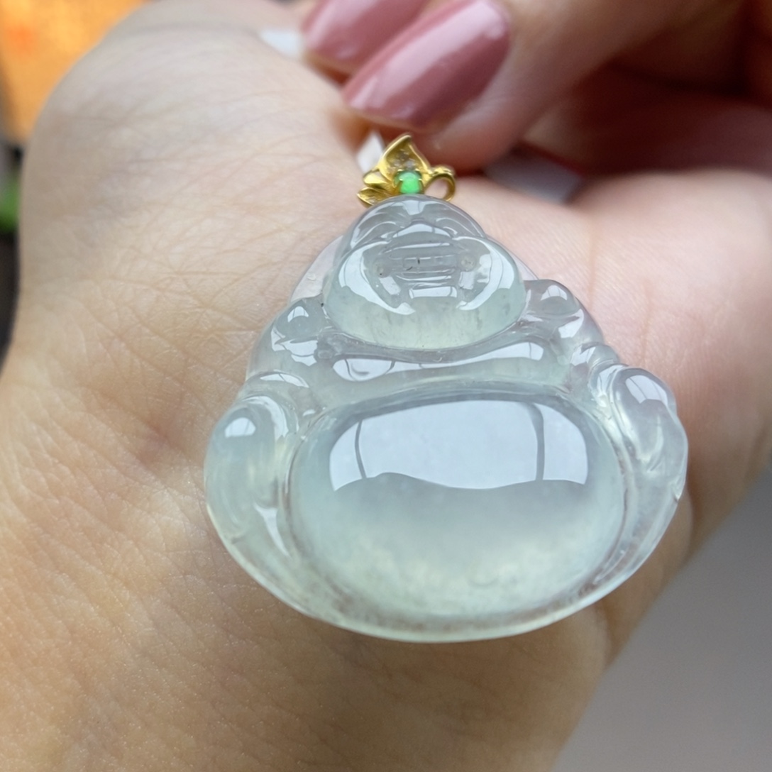 翡翠18K金镶嵌颈饰吊坠43