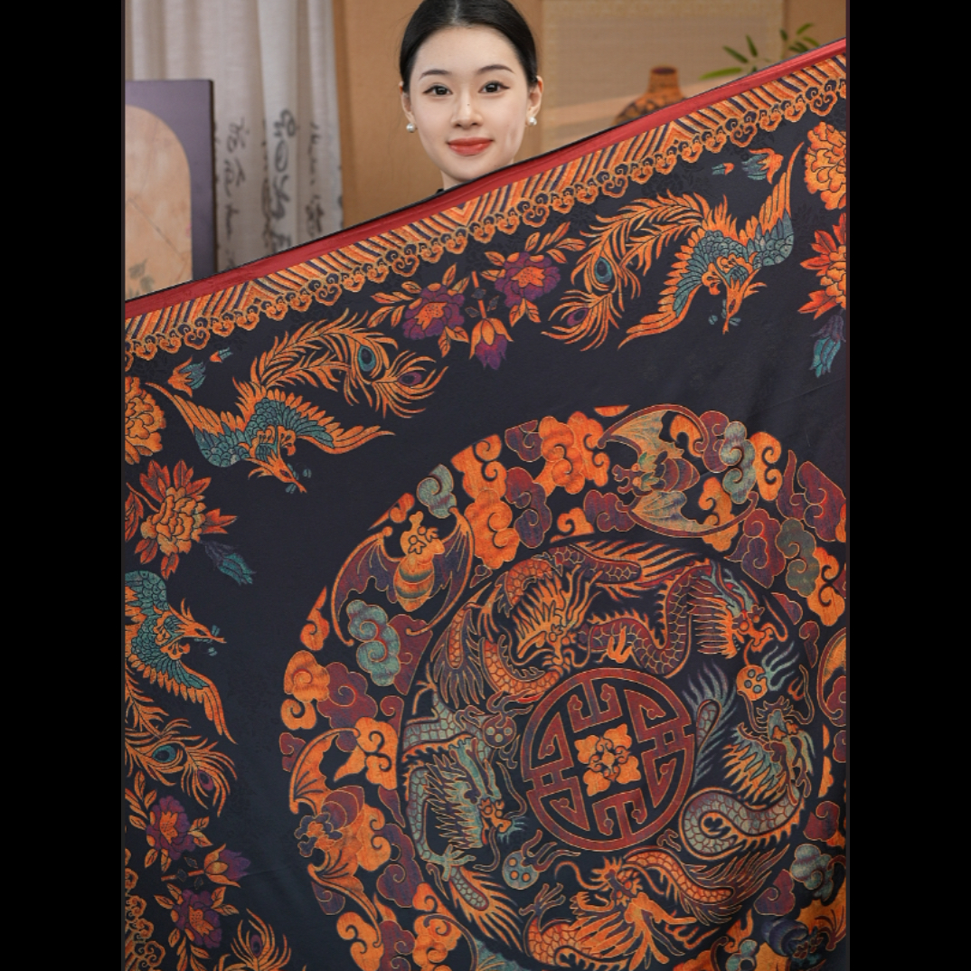【龙凤呈祥   140大方巾】新款香云花萝双面复古民族风时尚百搭9月
