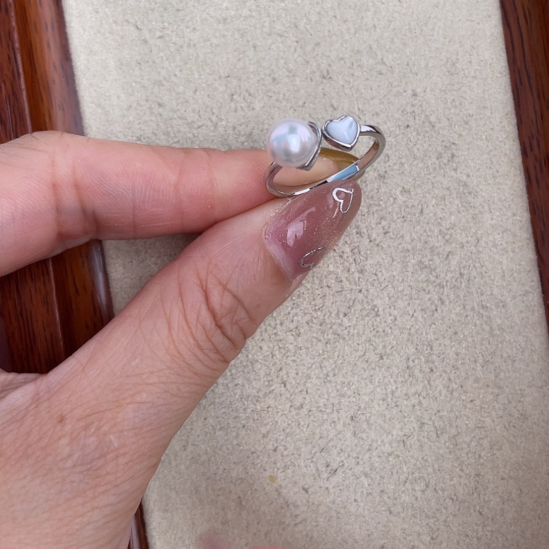 海水珍珠戒指银S925镶嵌