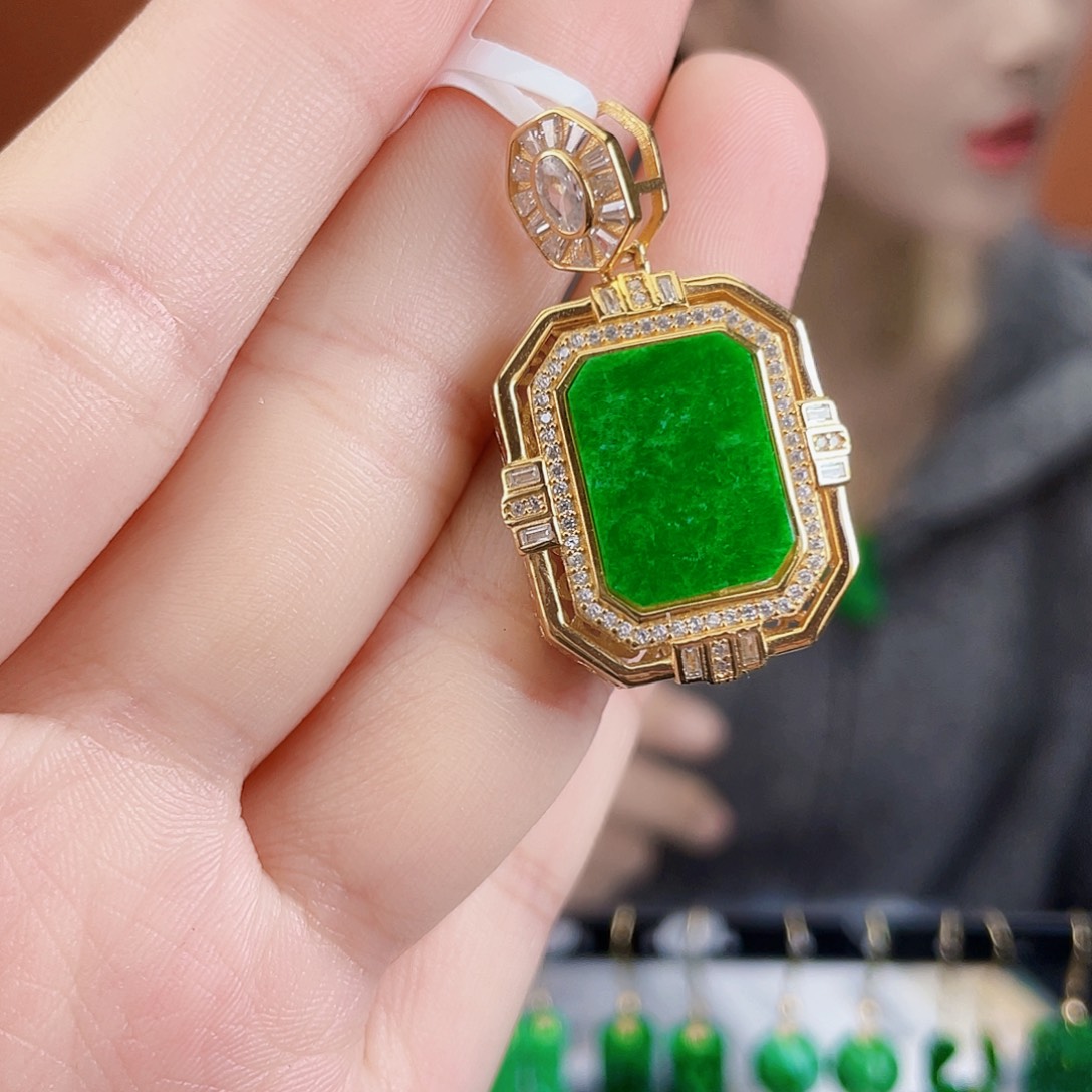 翡翠银S925镶嵌耳饰