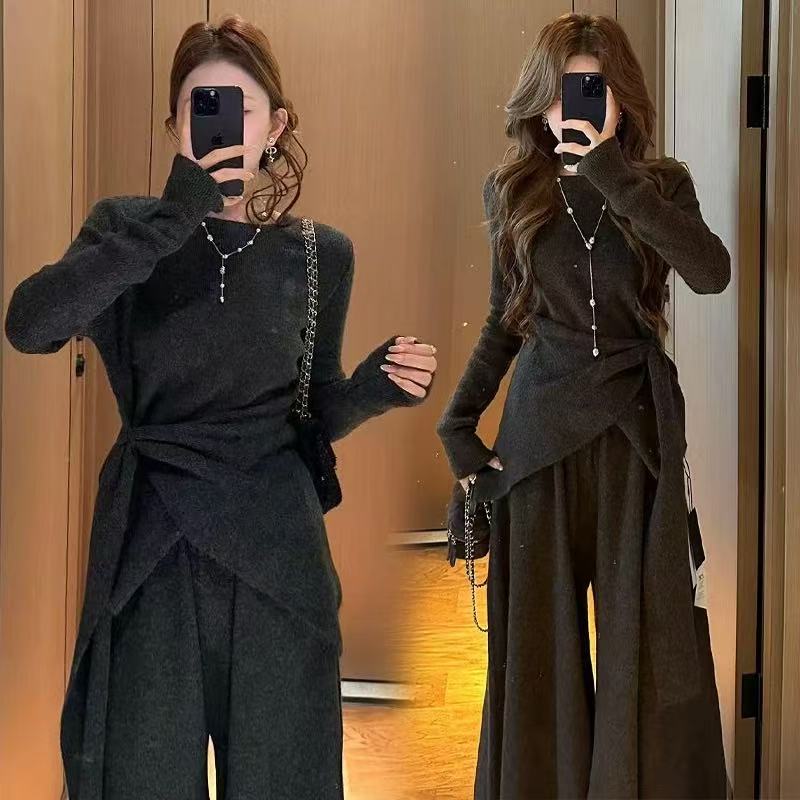 小九九 韩系深冬穿搭微胖大码气质简约设计感套装582015