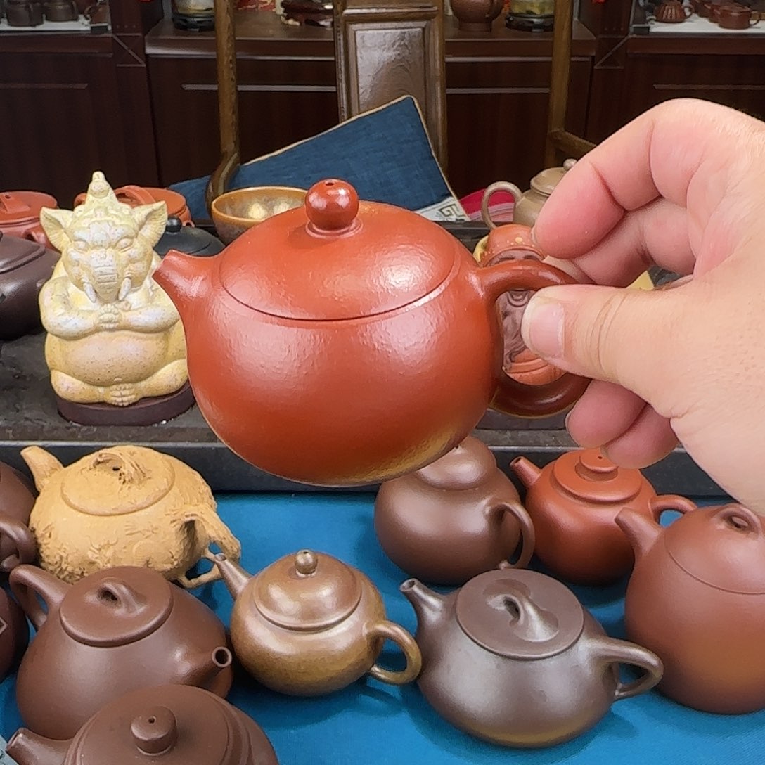 紫砂茶壶西施朱泥全