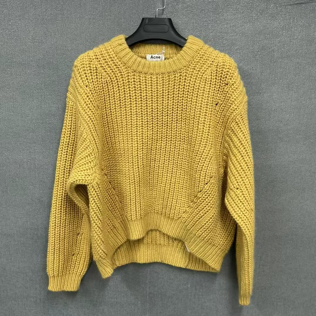 全新未使用 AcneStudios 粗针姜黄色含85%羊毛毛衣 带吊s码