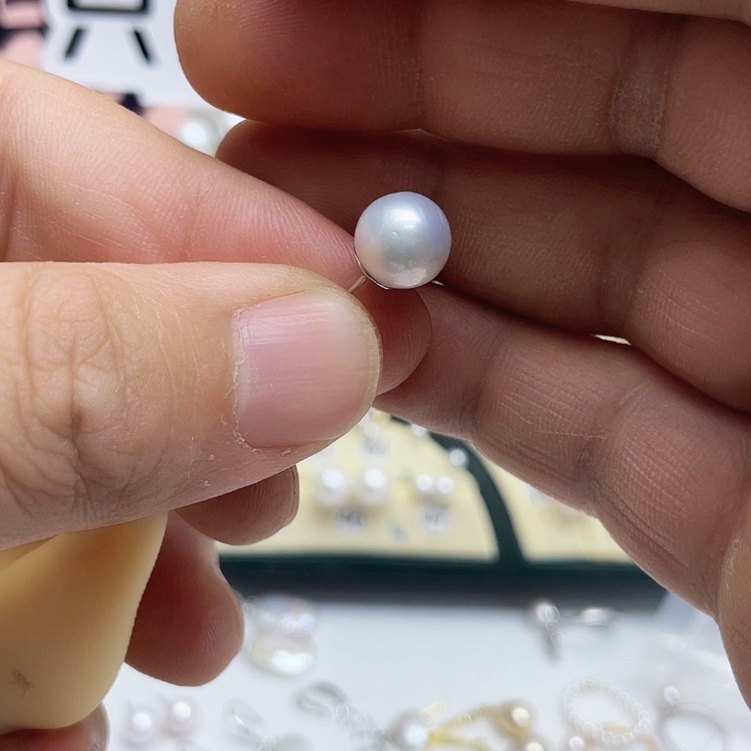 能***实耳饰淡水珍珠银S925镶嵌