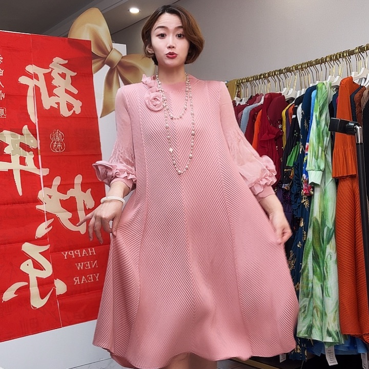 背心褶皱大码连衣裙