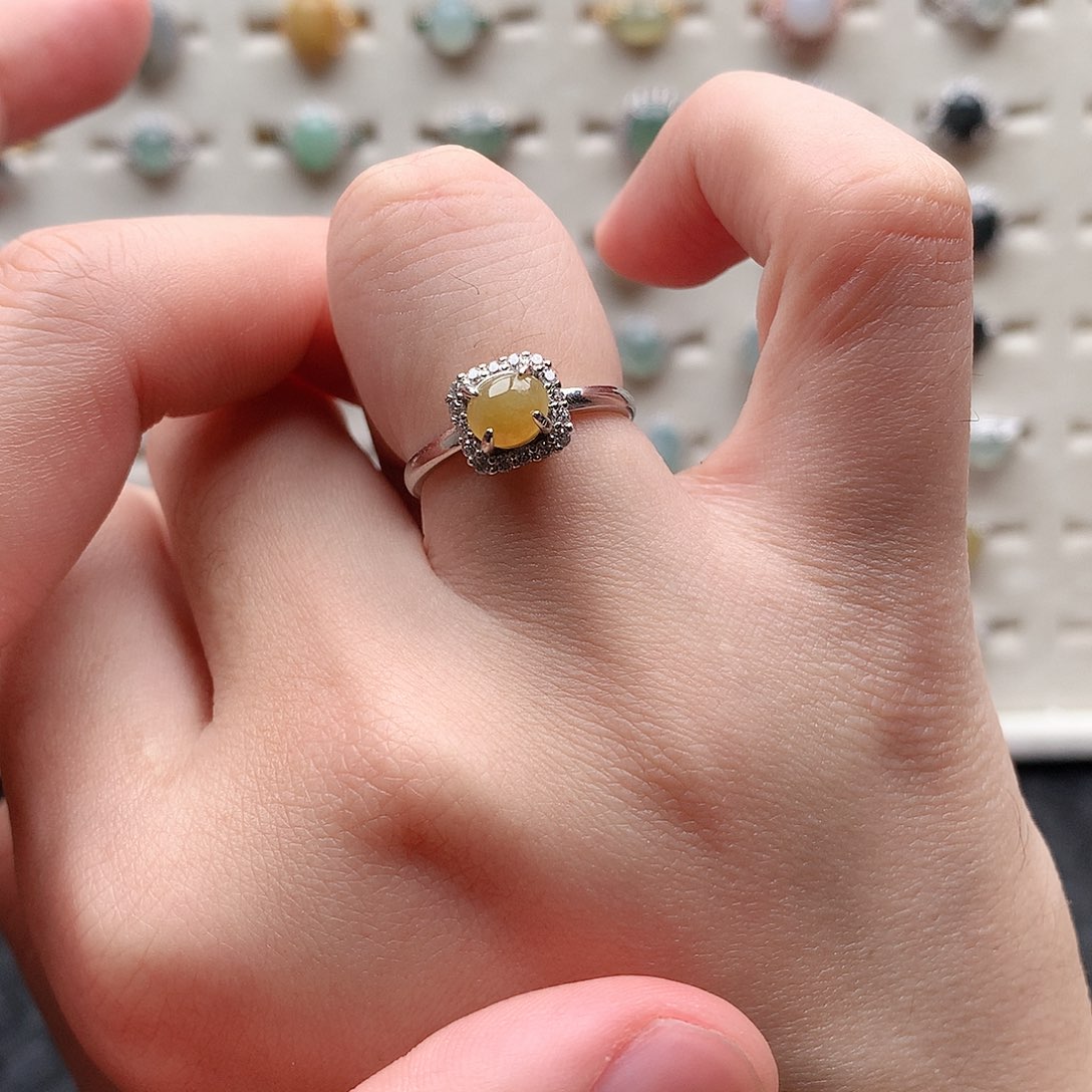 翡翠戒指银S925镶嵌0091