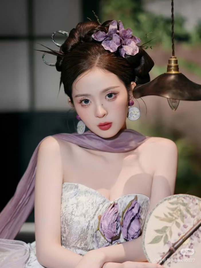 紫色1号晨袍发饰001