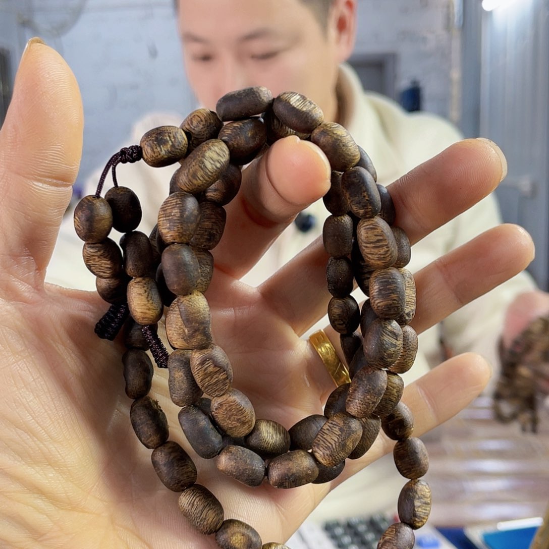 沉香手串棋楠张勺子鼓珠长串25克多样性发一