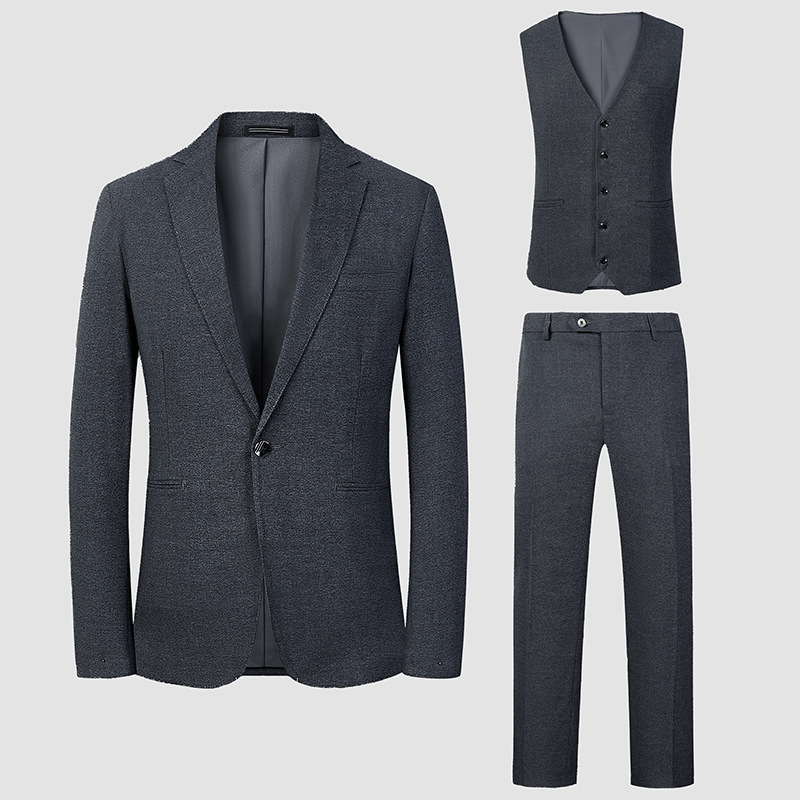 秋冬新款男士轻奢西装正装宽松时尚加肥加大码职业休闲套装西服