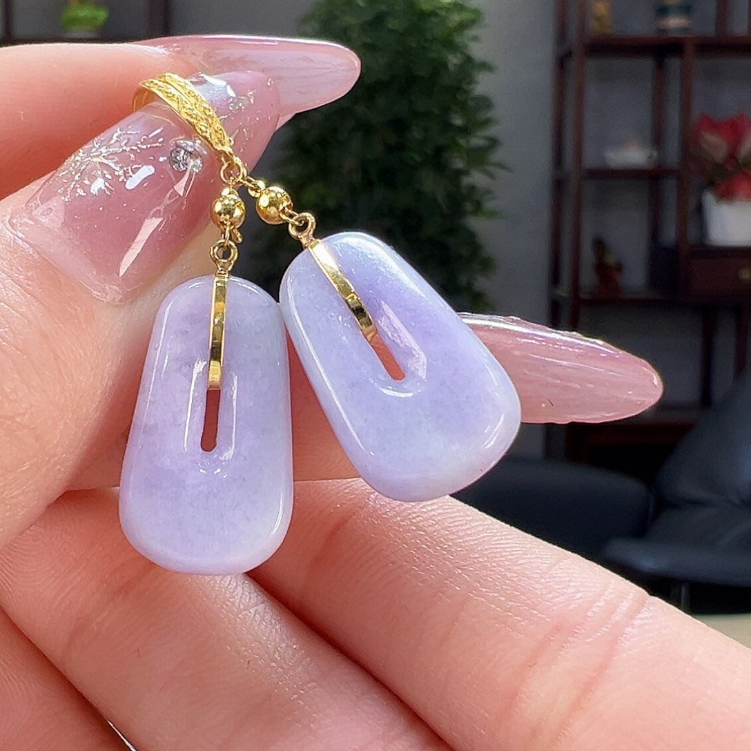 翡翠耳饰18K金镶嵌耳环30