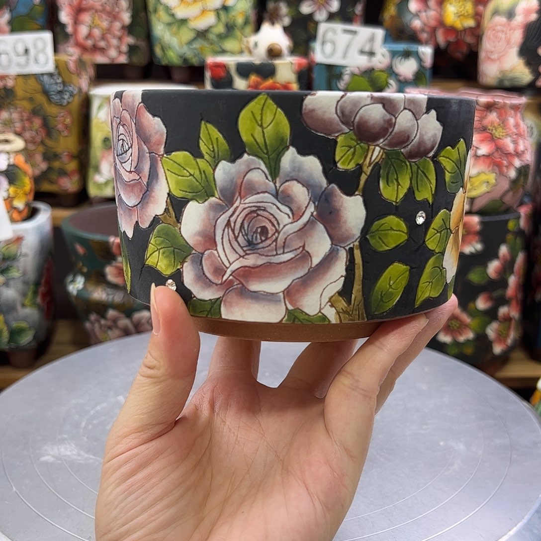 景德镇炫彩手绘景德镇陶瓷花盆