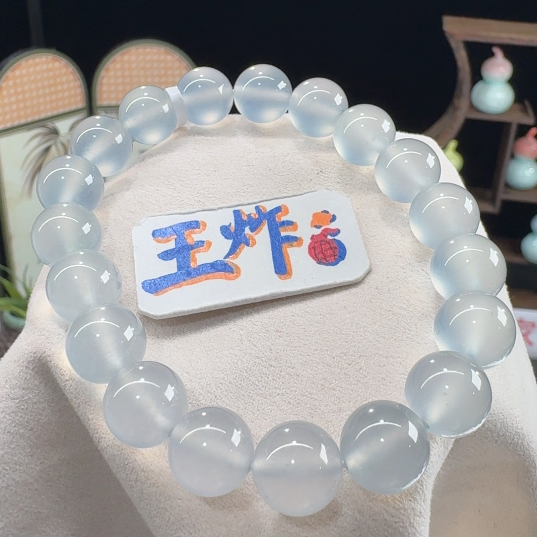 未镶嵌手链翡翠白钢天花板！白玻璃串卡10 行家货！