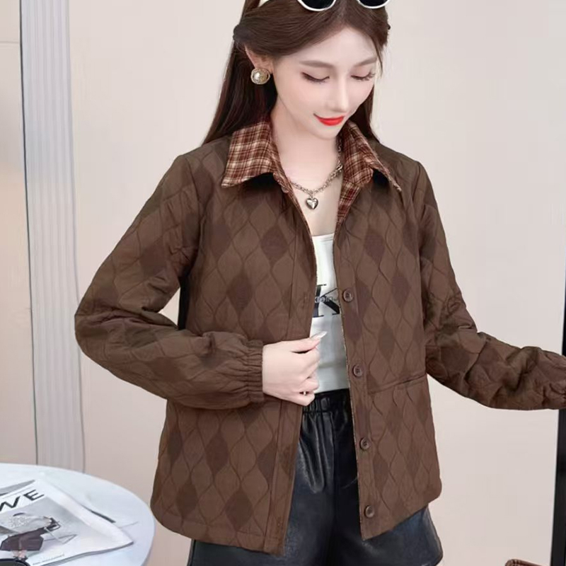 中老年人秋装新款妈妈装宽松女装上衣春秋时尚夹克洋气翻领外套