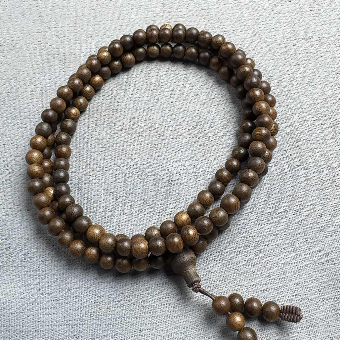 沉香香囊沉香白棋虎斑圆珠多圈卡05发一沉水级