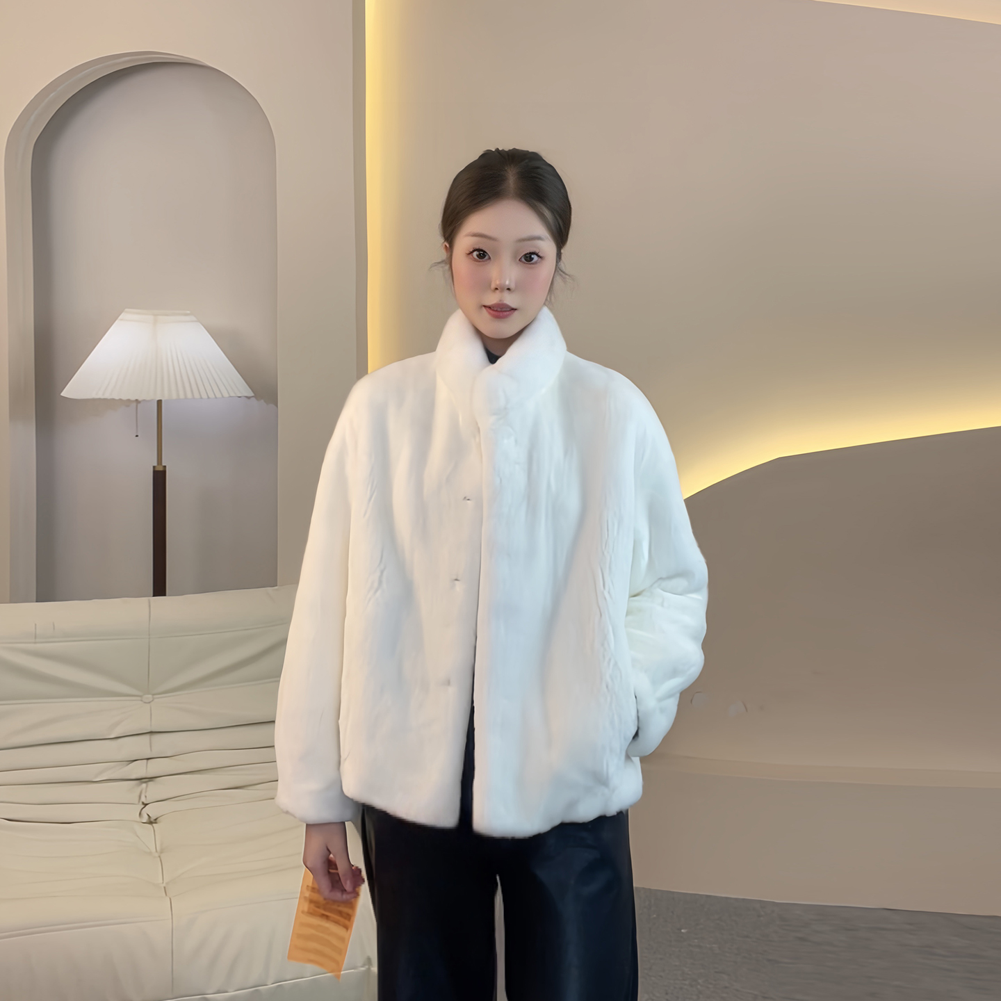 M海宁皮草进口水貂整貂套常规款小立领设计时尚百搭外套0490-60