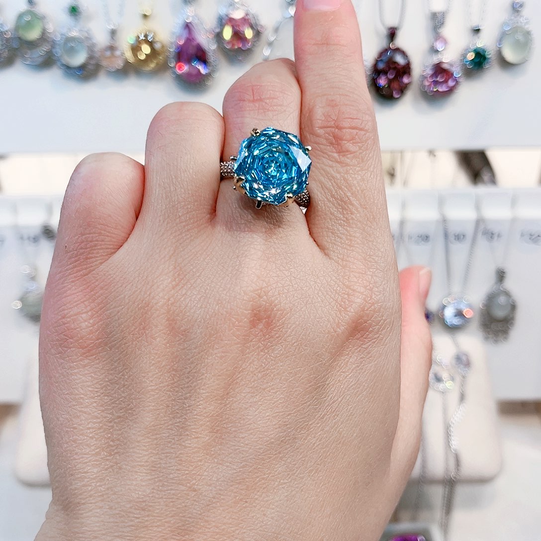 风***过戒指托帕石银S925镶嵌