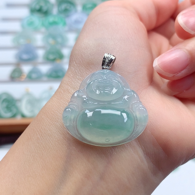 【闪购商品】翡翠吊坠(赠链)18K金镶嵌