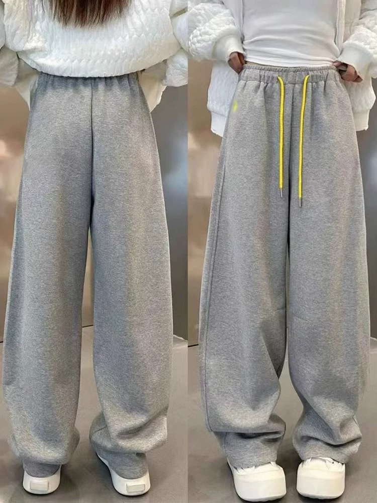 休闲带抽绳卫裤女