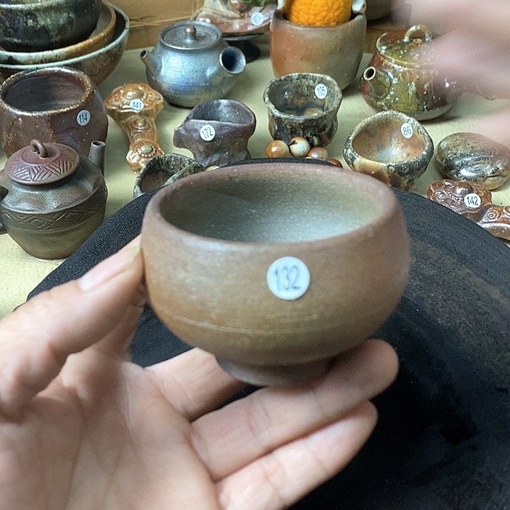 杯手工粗陶、柴烧茶器