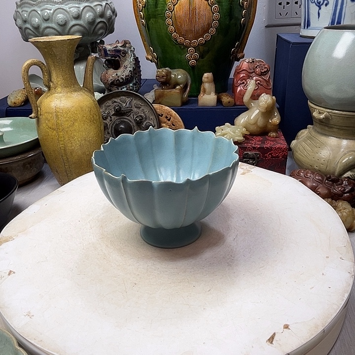 用***7摆件汝窑荷口碗瓷器摆件1